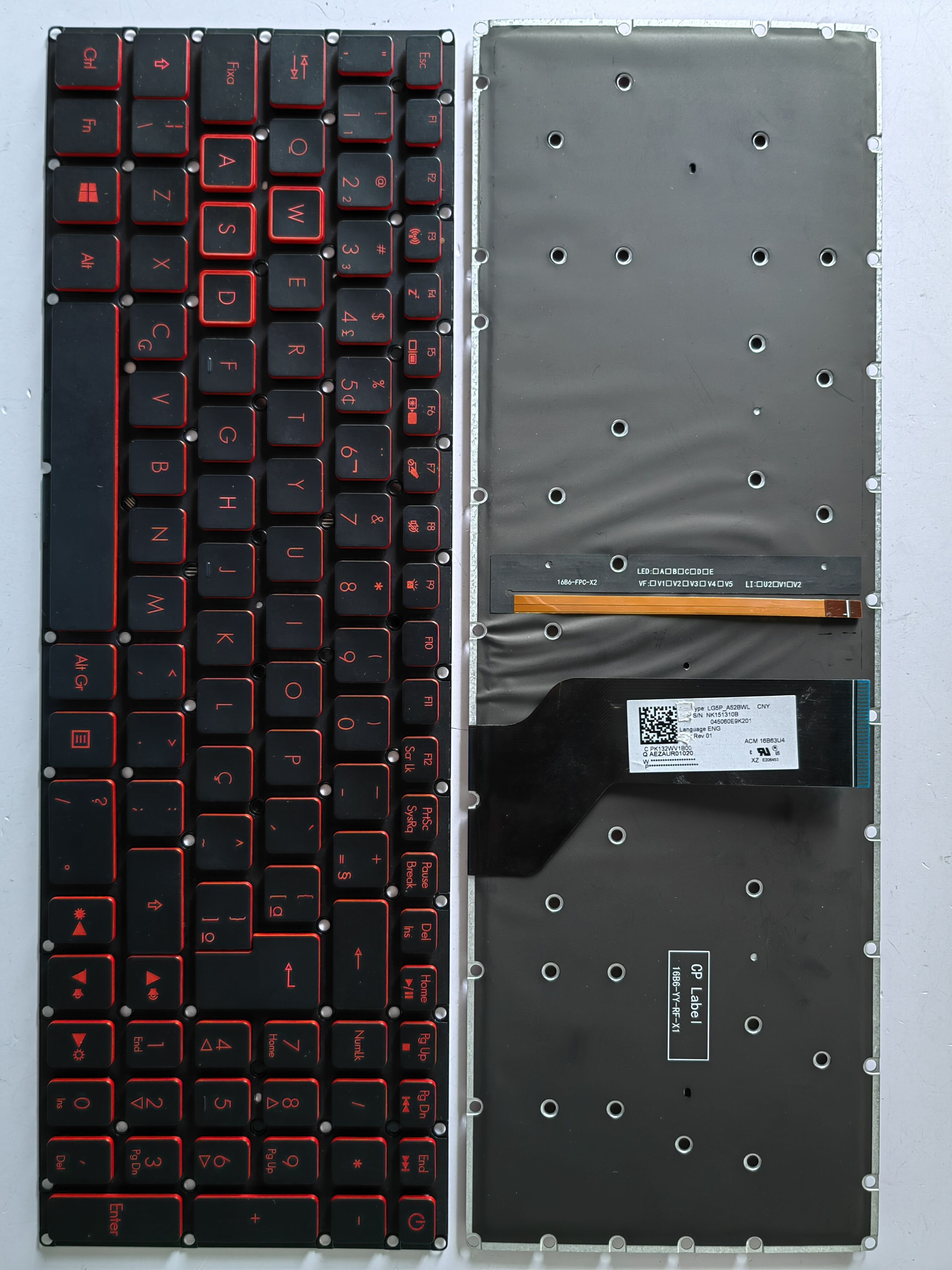 Picture of New Replacement Laptop Keyboard For ACER VX5/AN515-51 BLACK Backlit,Red Printing,Red side (OEM) BR Layout